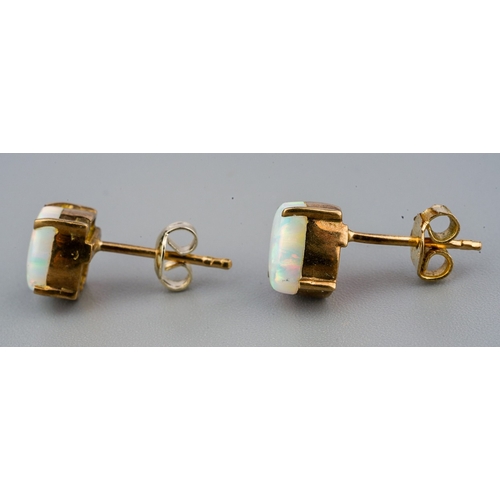 56 - 9 ct gold set opal earrings, gross weight 1.5g