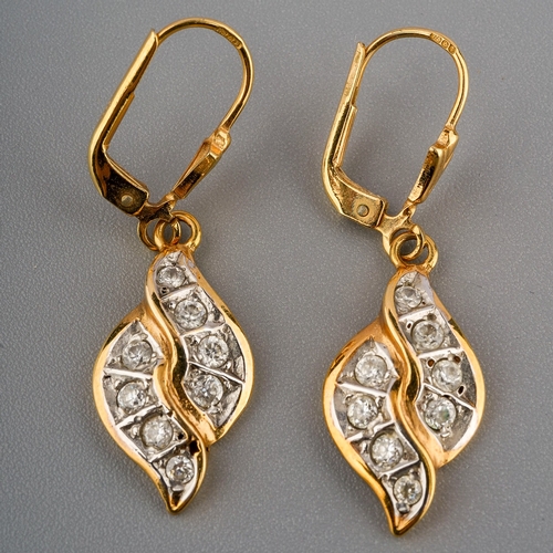 57 - A pair of paste earrings, hallmarked 9ct gold, approximate gross weight 3.02 grams.