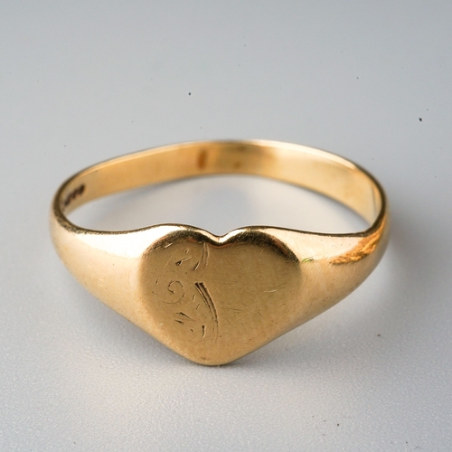 75 - 9ct gold heart shaped ring and a yellow metal  (chain tests 9 ct). Gross weight 6.9g