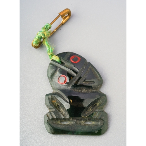 78 - A New Zealand Maori Hei-tiki carved jade pendant, 3cm high