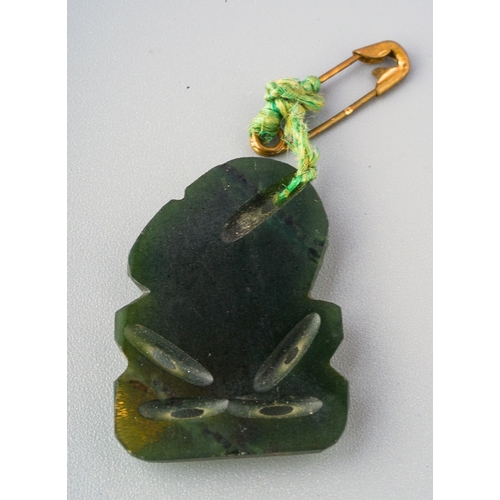 78 - A New Zealand Maori Hei-tiki carved jade pendant, 3cm high