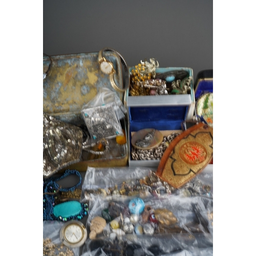 79 - Large collection of costume jewellery to include  silver chain, silver shell pendant, coral necklace... 