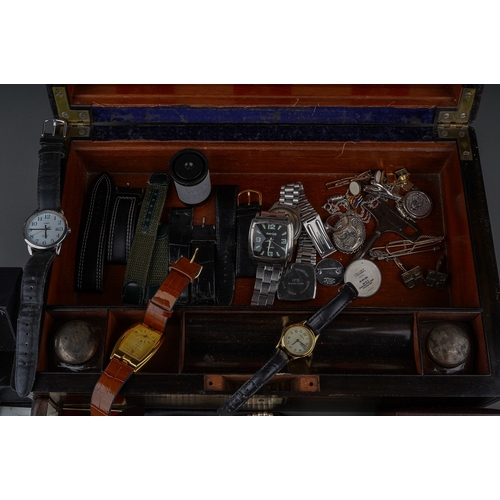 92 - Coromandel box of costume, silver, gilt metal & watches together with a set of silver teaspoons, sil... 