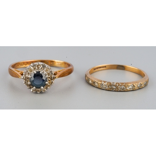 101 - 18ct gold cluster ring ( 3.1g) and 9ct gold half eternity ring (0.9g)