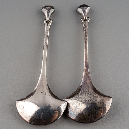 157 - Georg Jensen. A pair of Danish silver earrings, maker's mark,  and 925S, in original box