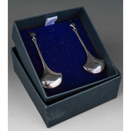 157 - Georg Jensen. A pair of Danish silver earrings, maker's mark,  and 925S, in original box