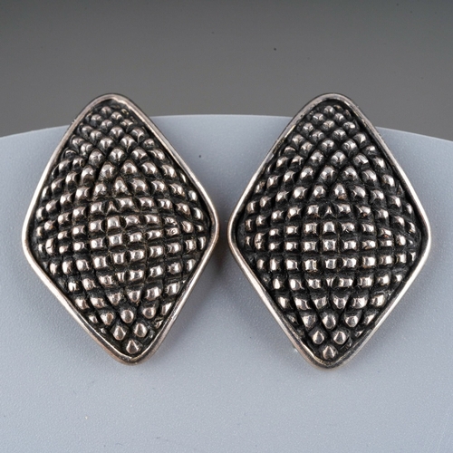 160 - GEORG JENSEN. Two pairs of Danish  George Jensen silver clip on earrings, one stamped Georg Jensen, ... 