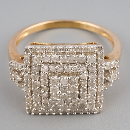 162 - 9 ct gold encrusted ring in art deco style, 5.2g, UK size R1/2