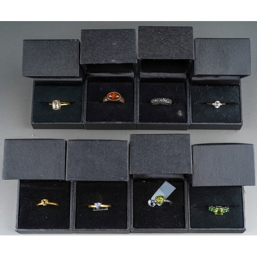 167 - 8 silver hallmarked gem set  rings