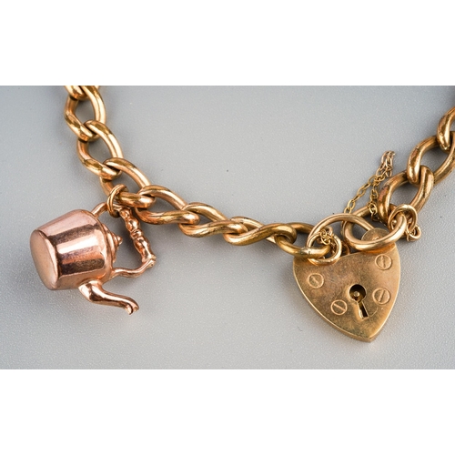 175 - ***Please note change of description*** 9ct gold plated charm bracelet inclusive of half sovereign m... 