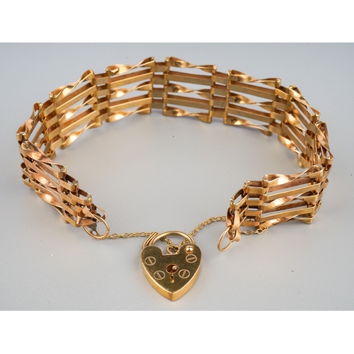 180 - 9ct gold bracelets with original safety chain and heart lock. Gross weight 12.1 g