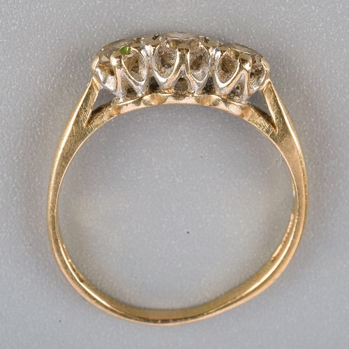 191 - A 9ct gold diamond three stone ring, set with graduating round brilliant cut diamonds, hallmarked 9c... 