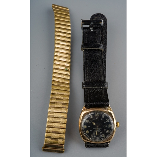 209 - Men's shock absorber watch 9ct gold case