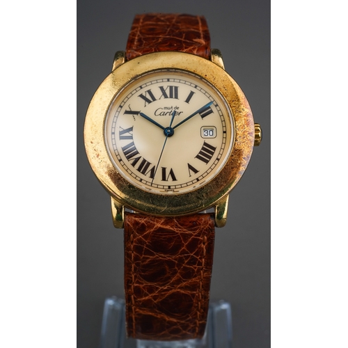 212 - Gentleman's gold plated wrist watch, dial marked Must De Cartier  - no box or papers