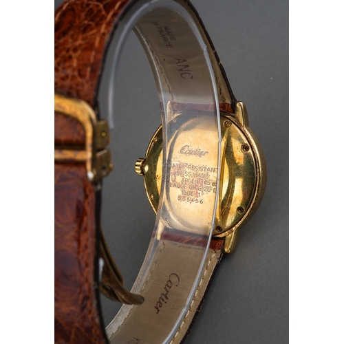 212 - Gentleman's gold plated wrist watch, dial marked Must De Cartier  - no box or papers