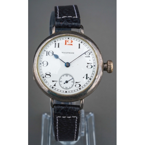 217 - WWI era silver cased Waltham trench watch