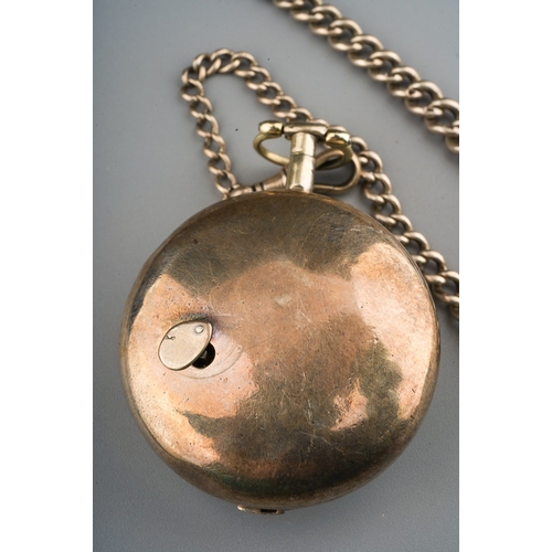 220 - Verge pocket watch and silver watch chain. Watch movement signed William Terry, Richmond. ticking. C... 