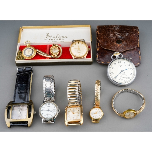 223 - Collection of watches including vintage Newmark wrist watch, Magno pocket watches, Bentima wrist wat... 