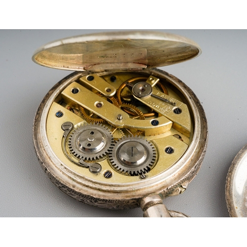 234 - Gents silver pocket watch on chain & ladies silver fob watch