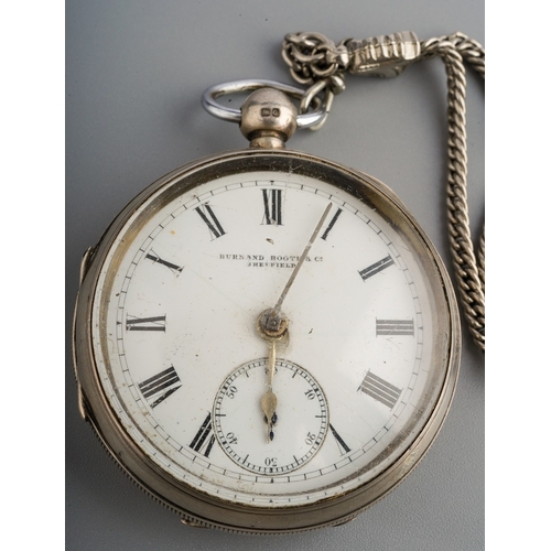 234 - Gents silver pocket watch on chain & ladies silver fob watch