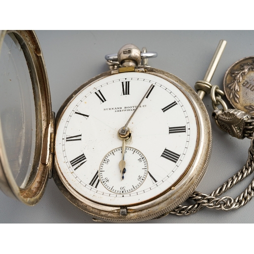 234 - Gents silver pocket watch on chain & ladies silver fob watch