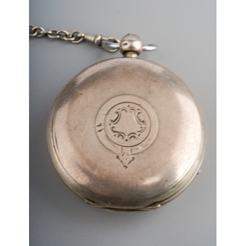 234 - Gents silver pocket watch on chain & ladies silver fob watch