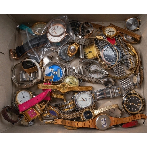 236 - Large collection of watches for parts to include Rotary, Timex, Fossil, Titan etc ( 1 box)