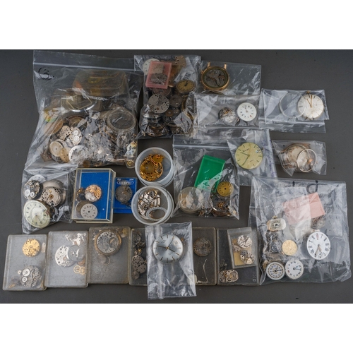 241 - Large collection of watch parts, movements and faces ( 1 bag)