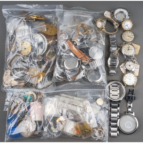 242 - Large collection of watch parts, faces, movements ( 1 box)