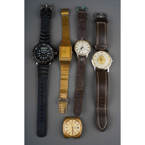 244 - Assorted Gentlemen's wrist watches to include: Coin Watch, Smiths; Seiko quatrz Diver's watch; Seiko... 