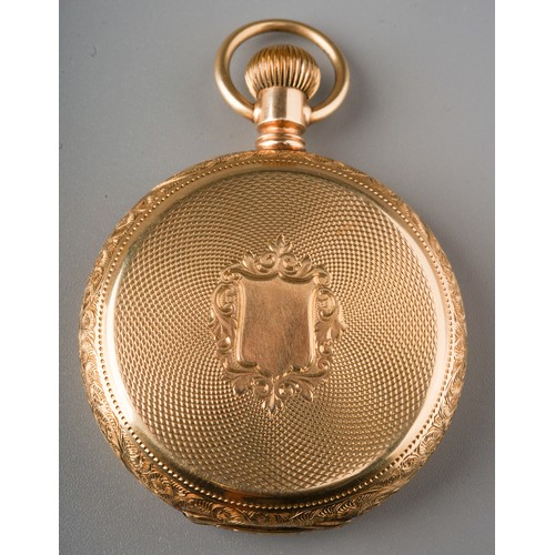 250 - 14 ct gold Parker and Davis pocket watch, rear cover detached. Gross weight including movement 110g.... 