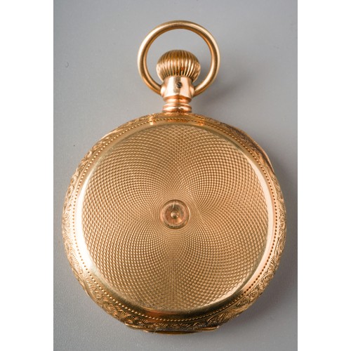 250 - 14 ct gold Parker and Davis pocket watch, rear cover detached. Gross weight including movement 110g.... 