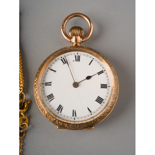 251 - 9ct gold chain and 9 ct fob watch, weight of the chain 5.7g