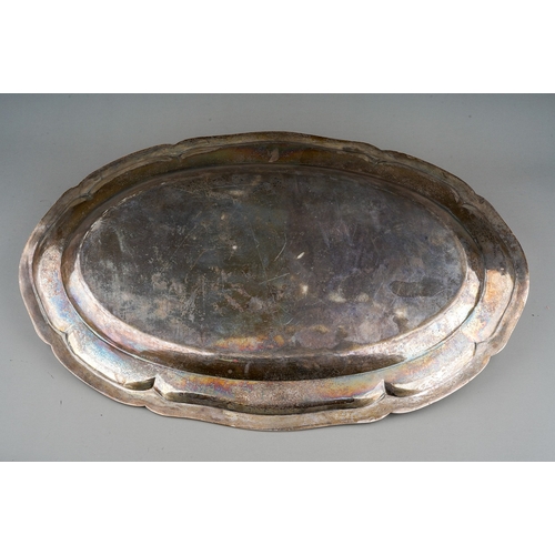 269 - An Austro-Hungarian 800 standard silver large shaped oval platter with reeded and acanthus leaf bord... 