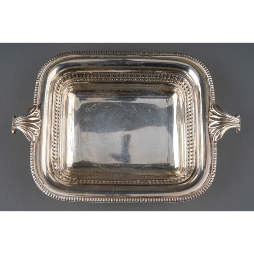 280 - A George VI silver butter dish, stylised shell handles above reticulated border, hallmarked by Israe... 