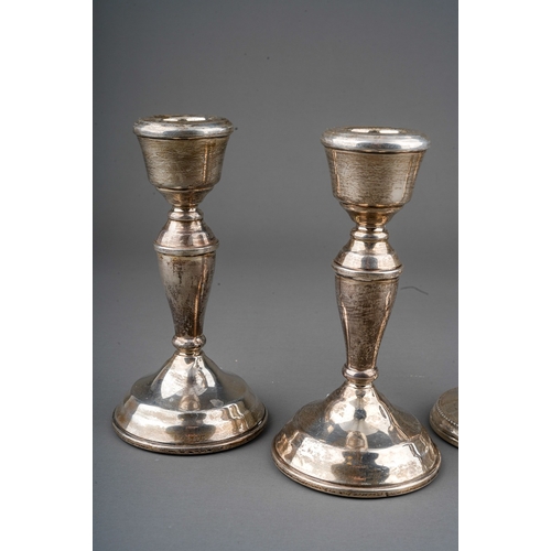 287 - Two pair of Modern pair of silver desk candlesticks, both hallmarked by Barker & Co., Birmingham, 19... 