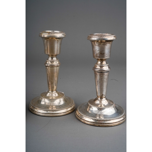 287 - Two pair of Modern pair of silver desk candlesticks, both hallmarked by Barker & Co., Birmingham, 19... 