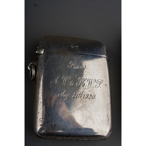 294 - A group of early 20th Century silver to include: engraved cigarette case, gilt interior, hallmarked ... 