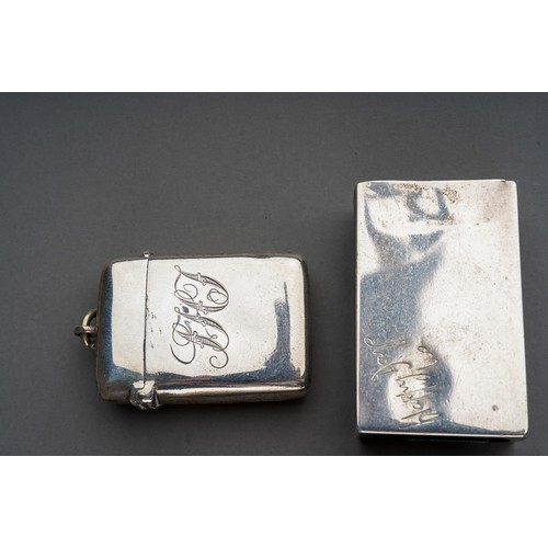 294 - A group of early 20th Century silver to include: engraved cigarette case, gilt interior, hallmarked ... 