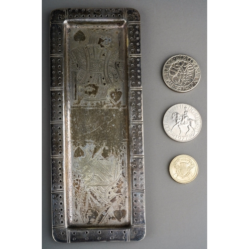 301 - A late Victorian white metal probably silver (untested and apparently unmarked) Cribbage rectangular... 