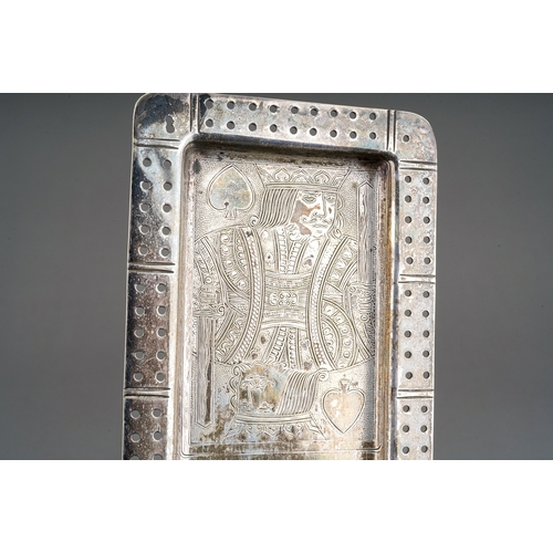 301 - A late Victorian white metal probably silver (untested and apparently unmarked) Cribbage rectangular... 