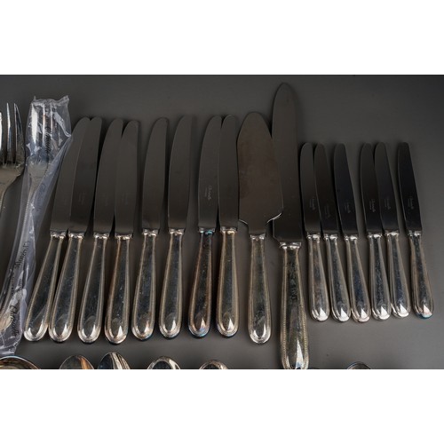 304 - A Christofle of Paris eight place silver plate flatware service, stamped, to include: 8 table spoons... 