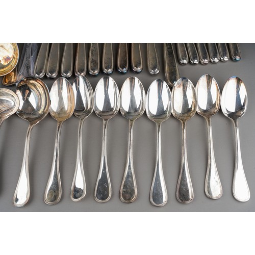 304 - A Christofle of Paris eight place silver plate flatware service, stamped, to include: 8 table spoons... 