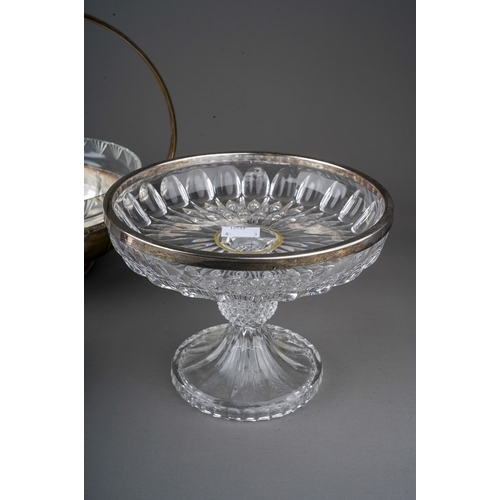 306 - Early 20th Century Continental silver plate to include a fruit basket with glass liner; a moulded gl... 