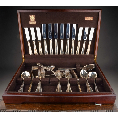 309 - A Sheffield EPNS Old English beaded pattern six place canteen of cutlery including table, dessert an... 