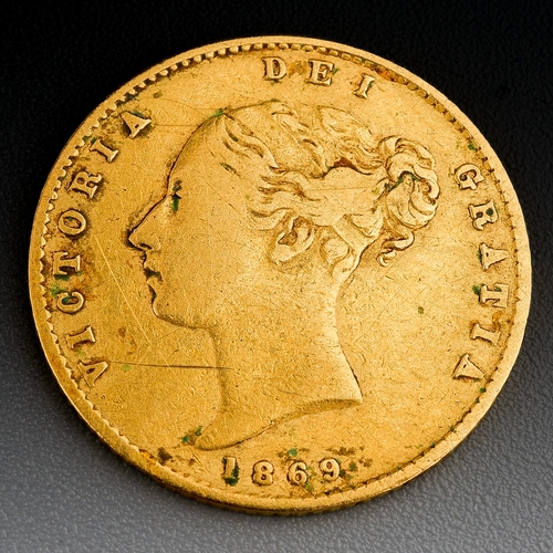 317 - 1869 Queen Victoria Full Shield Back Half Sovereign