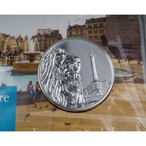 334 - A Royal Mint The Trafalgar Square 2016 UK £100 Fine Silver Coin, with cardboard and plastic packagin... 