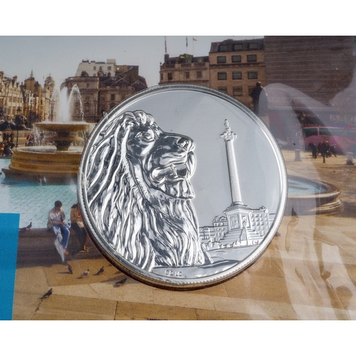 335 - A Royal Mint The Trafalgar Square 2016 UK £100 Fine Silver Coin, with cardboard and plastic packagin... 