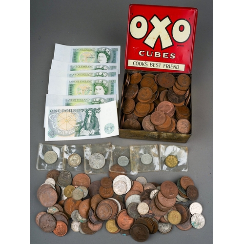 340 - Two tins of coins, mostly British pre-decimal, largely pennies and half pennies (2 tins)