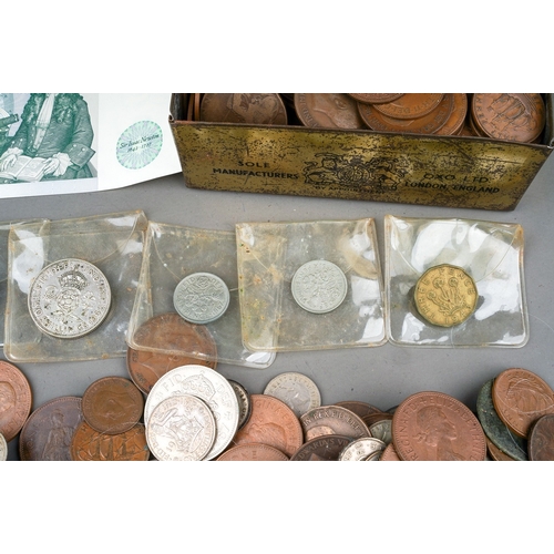 340 - Two tins of coins, mostly British pre-decimal, largely pennies and half pennies (2 tins)